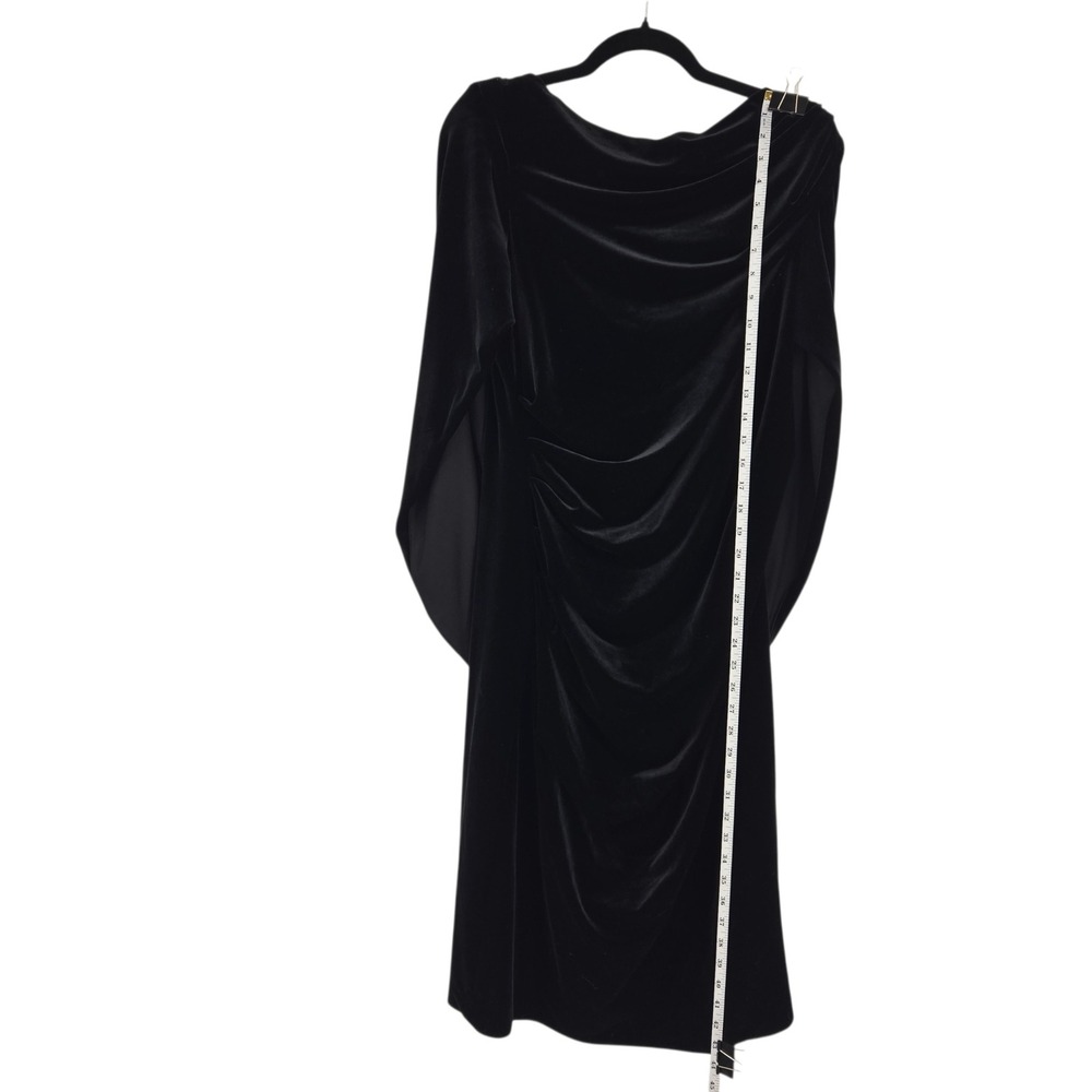 Betsy Adam Velvet Cocktail Dress 16 Black Capelet Evening Gown Dark Romantic - Picture 10 of 16